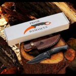 Leather sheath included with the handmade hunting and camping knife