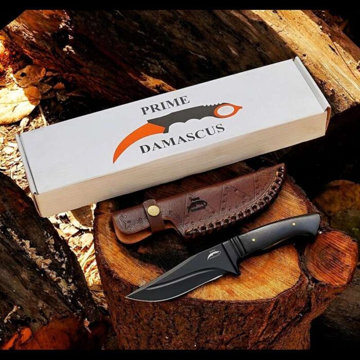 Leather sheath included with the handmade hunting and camping knife