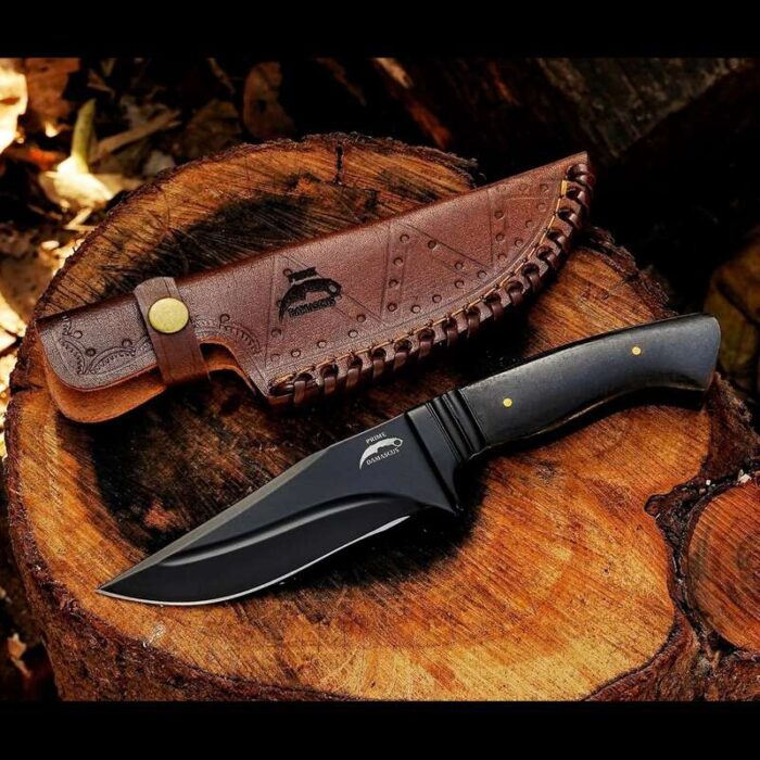 Detailed view of the wood handle with non-slip grip design