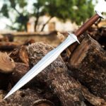Close-up of 12C27 stainless steel Gladius blade showing sharp edge and fine polish
